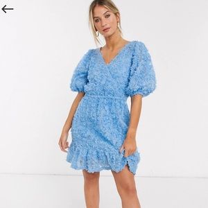 Vero Moda textured mini dress with puff sleeves